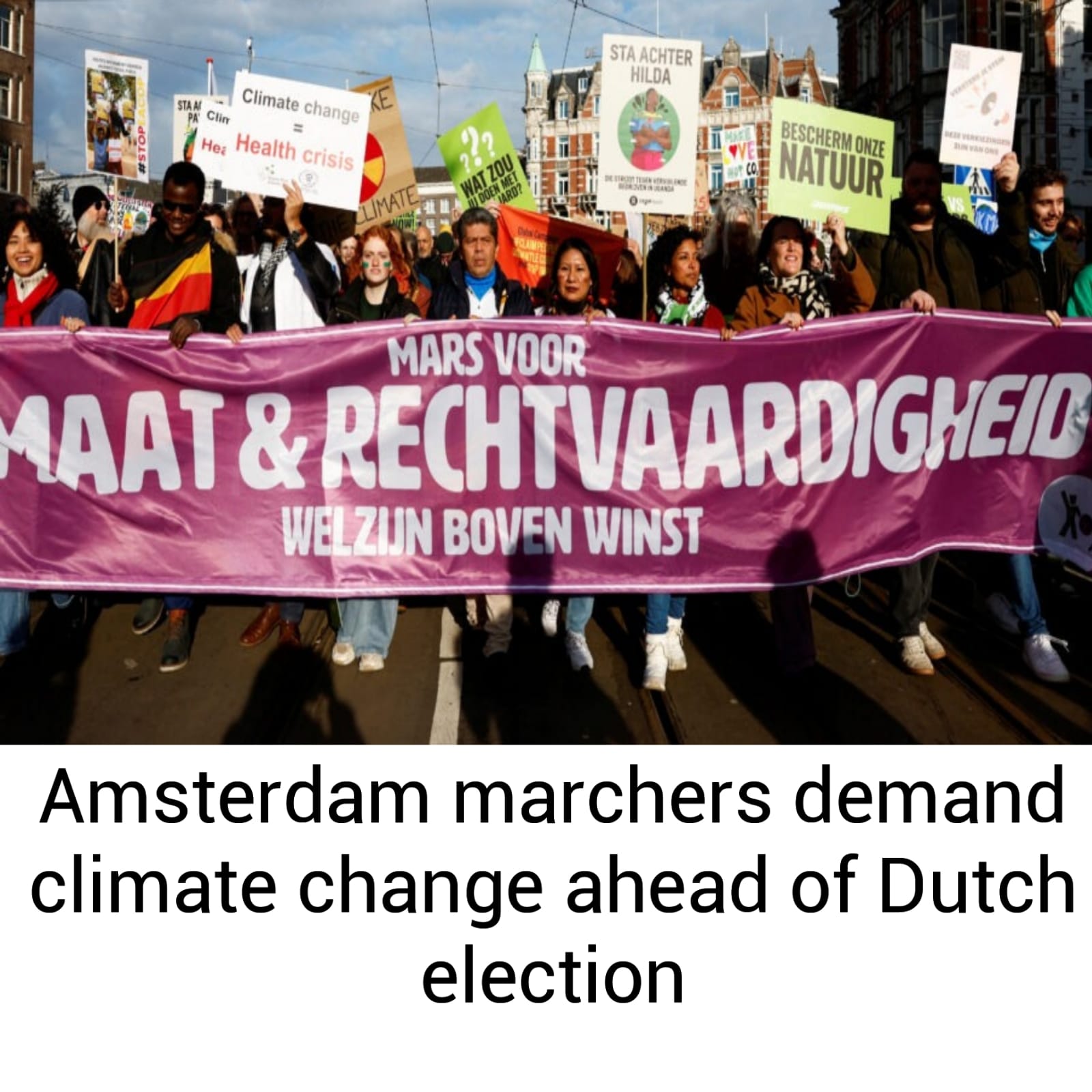 Amsterdam marchers demand climate change ahead of Dutch election